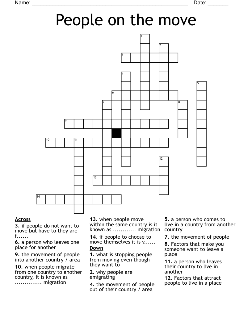 People on the move Crossword