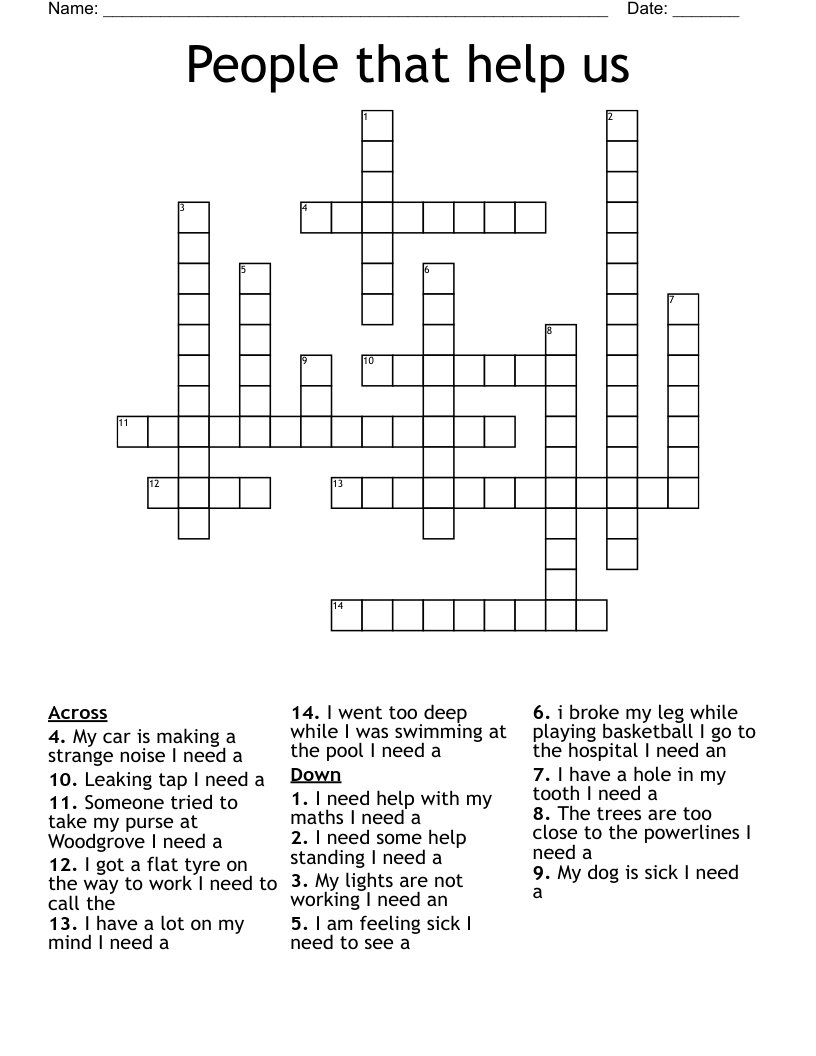 People that help us Crossword