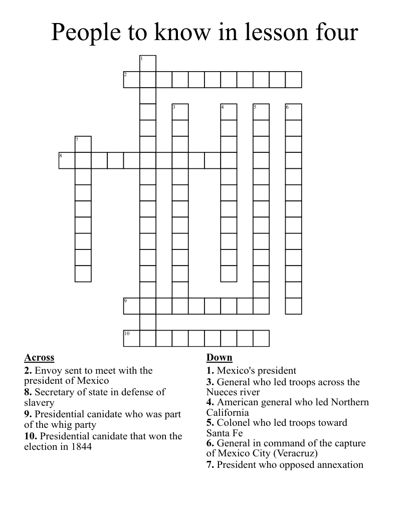 People to know in lesson four Crossword