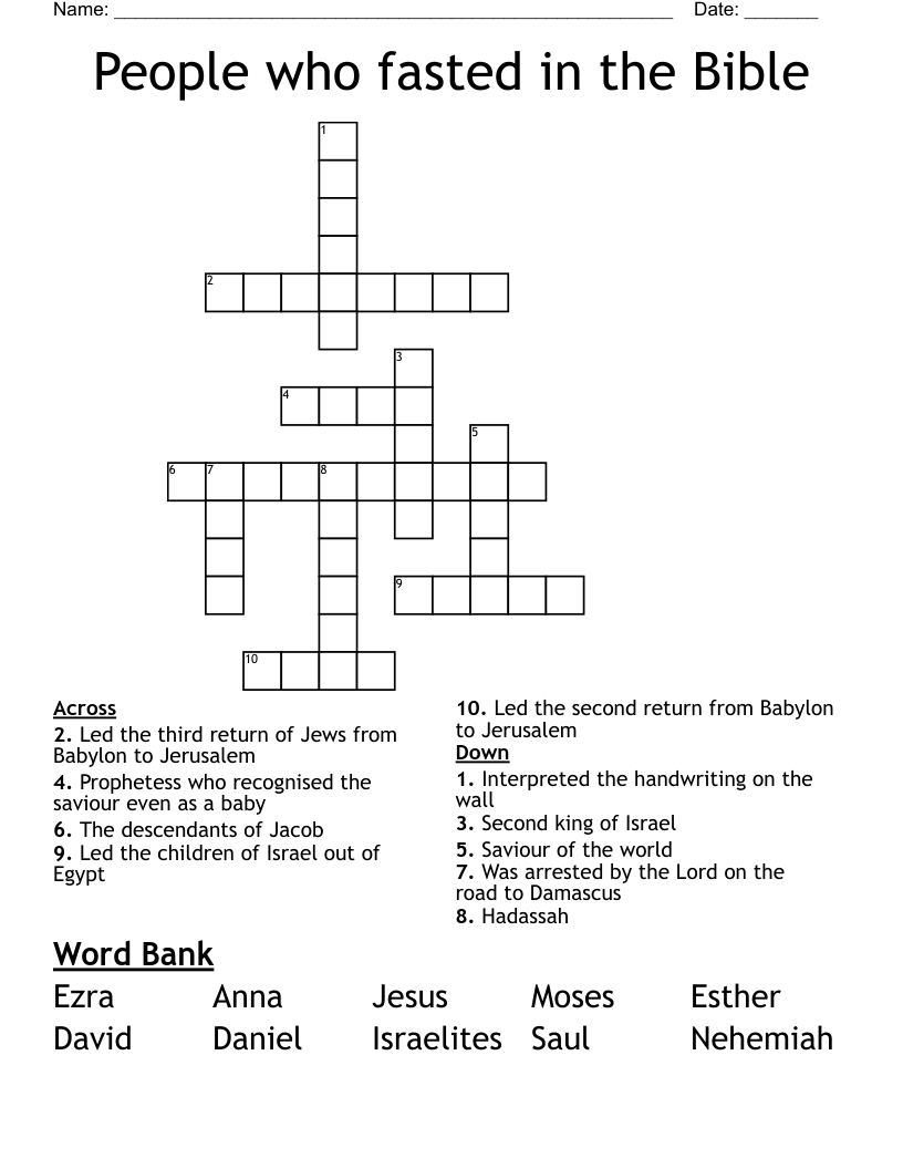 People who fasted in the Bible Crossword