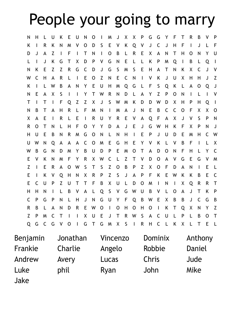 People your going to marry Word Search