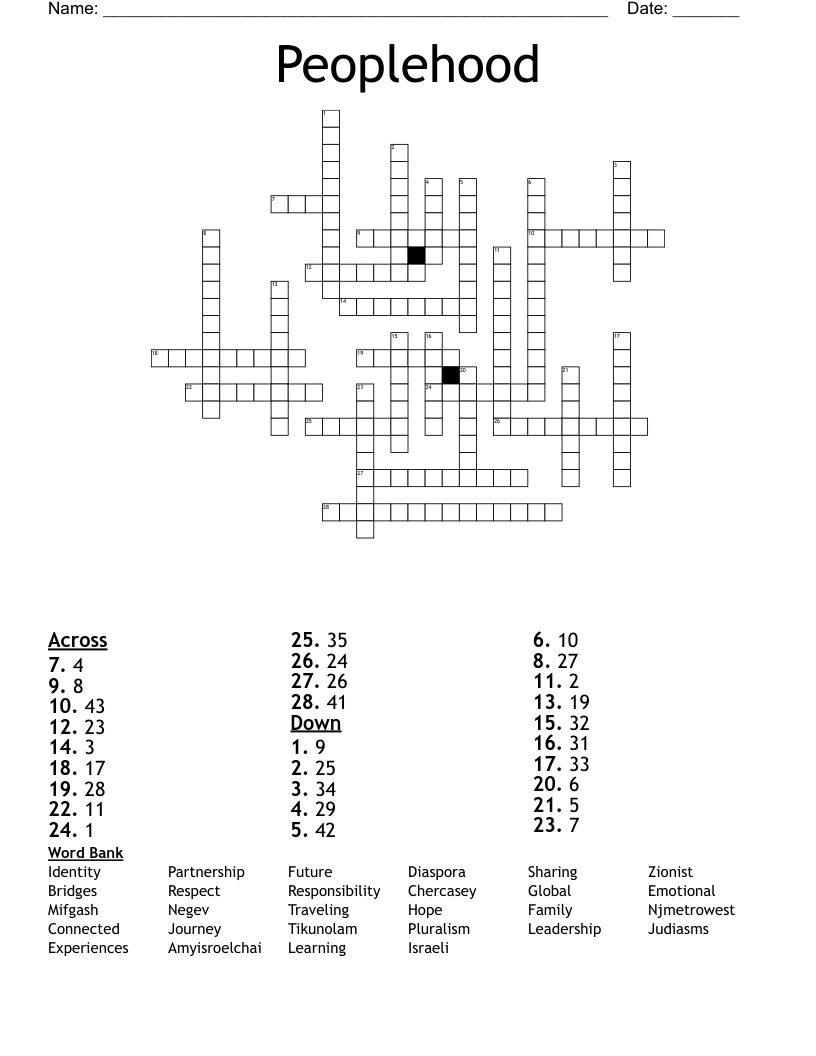 Peoplehood Crossword