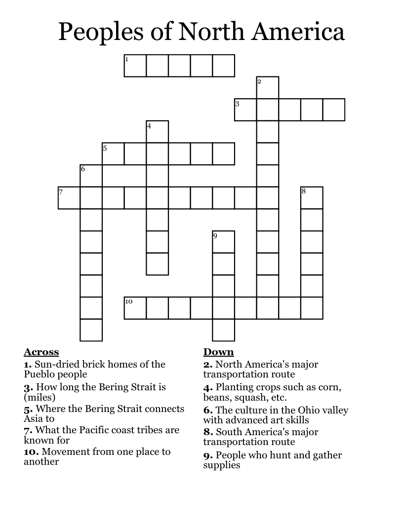Peoples of North America Crossword