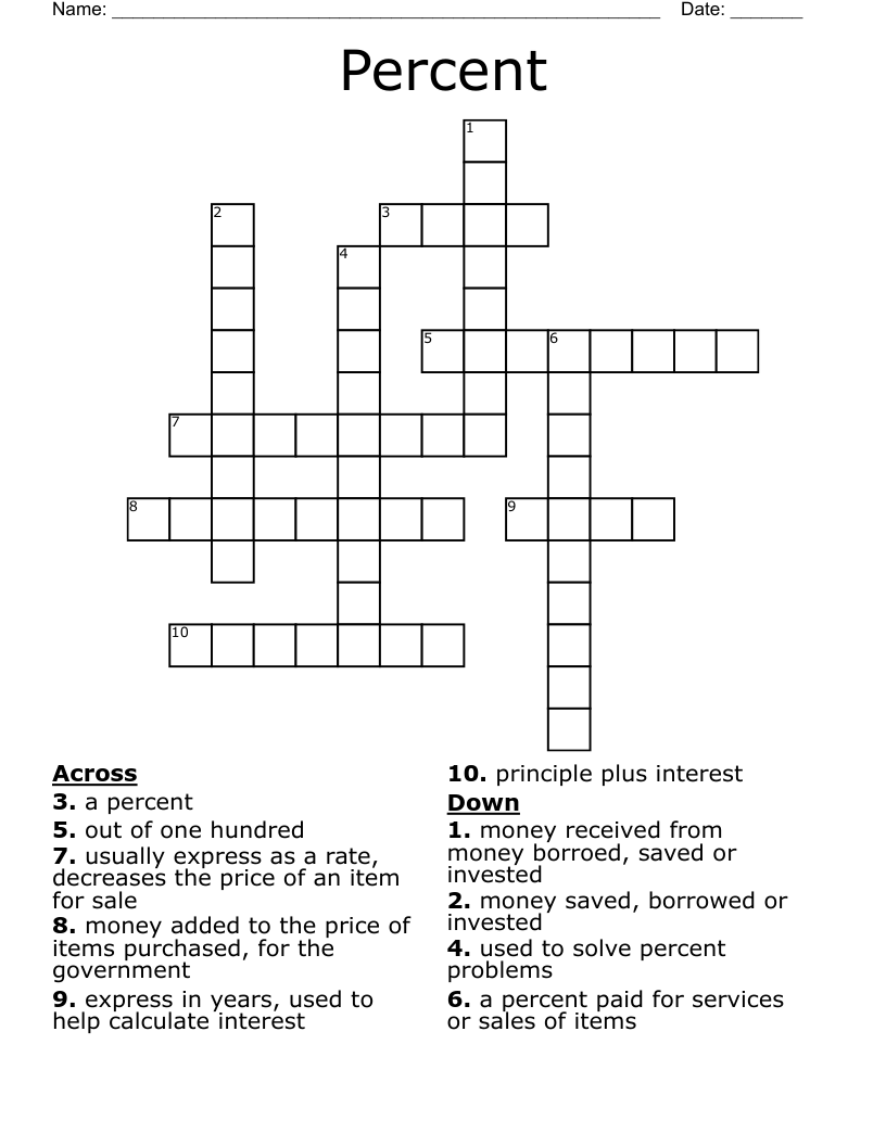 Percent Crossword