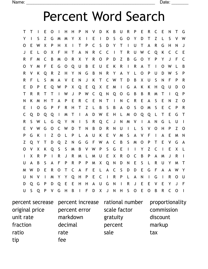 Percent Word Search