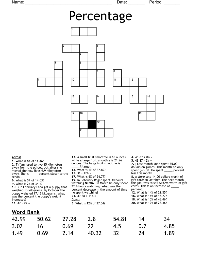 Percentage Crossword