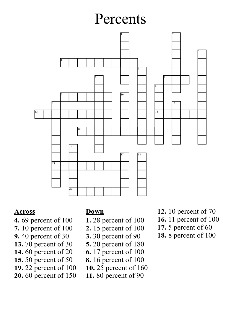 Percents Crossword