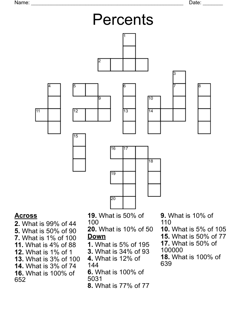 Percents Crossword