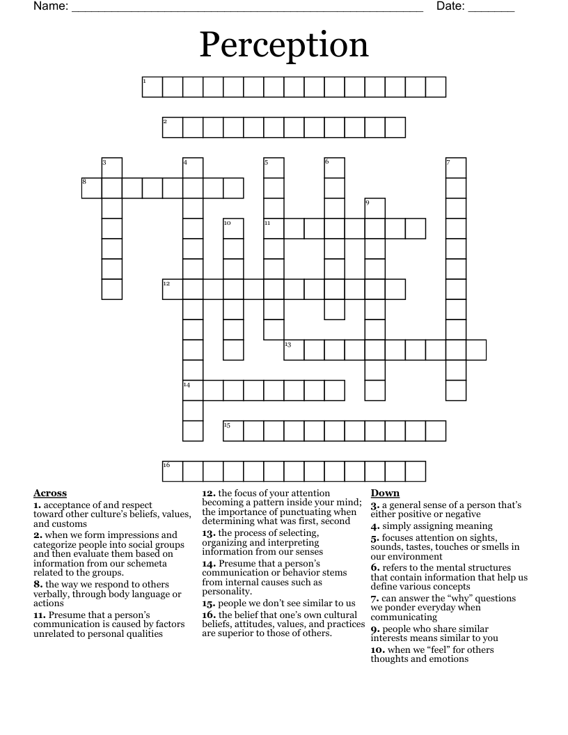 Perception Crossword