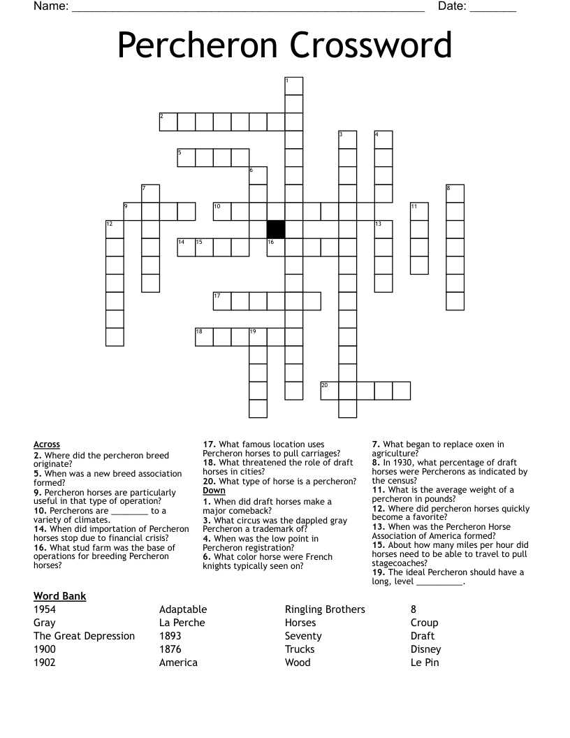 Percheron Crossword