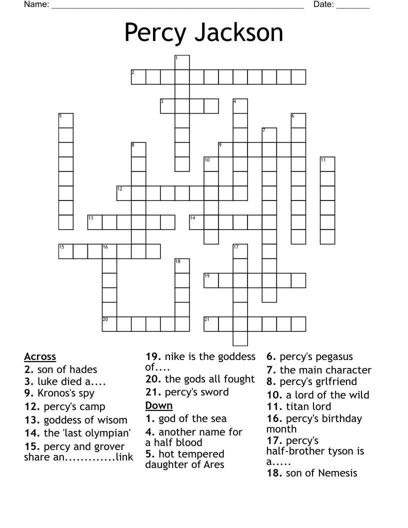 Percy Jackson Crossword