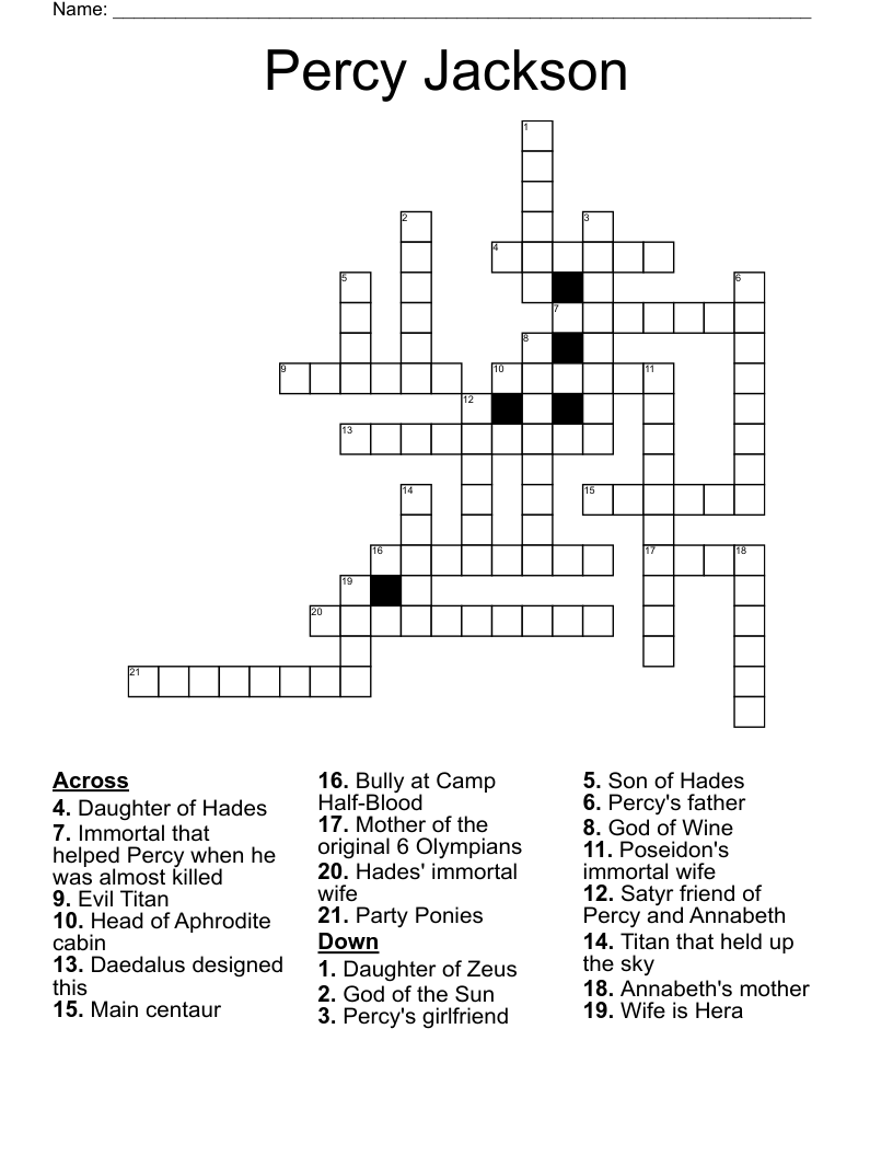 Percy Jackson Crossword