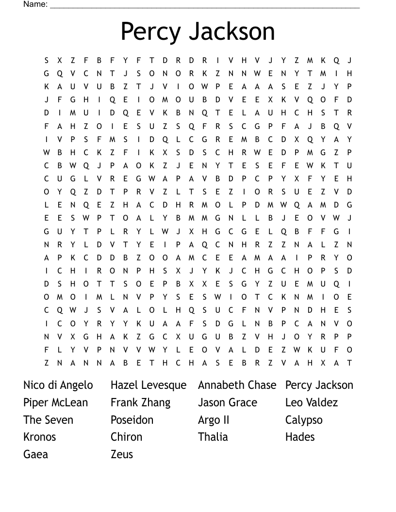 Percy Jackson Word Search
