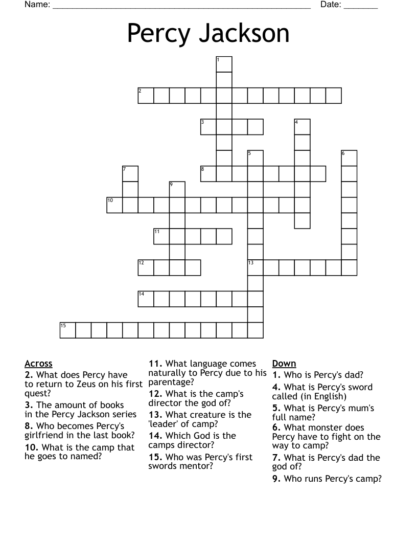 Percy Jackson Crossword
