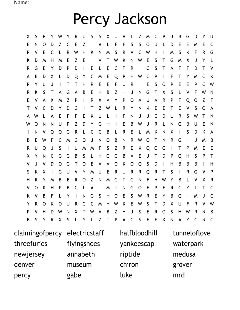 Percy Jackson Word Search