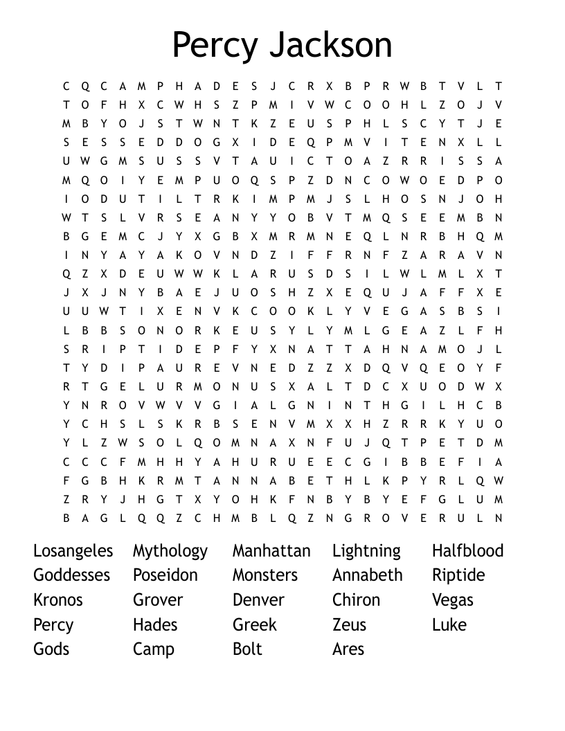 Percy Jackson Word Search