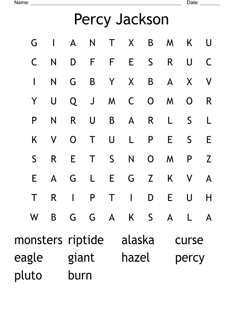 Percy Jackson Word Search