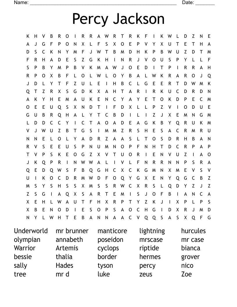 Percy Jackson Word Search