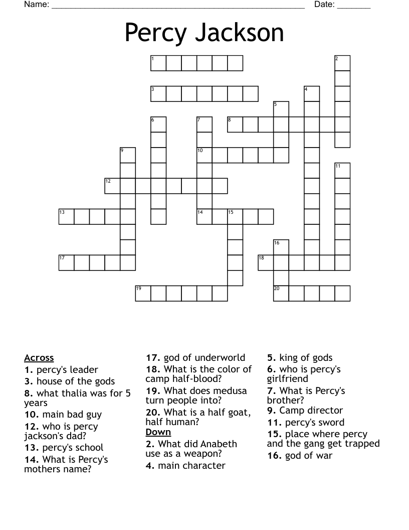 Percy Jackson Crossword