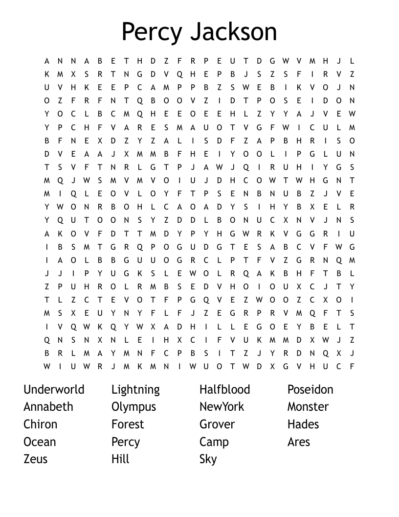 Percy Jackson Word Search