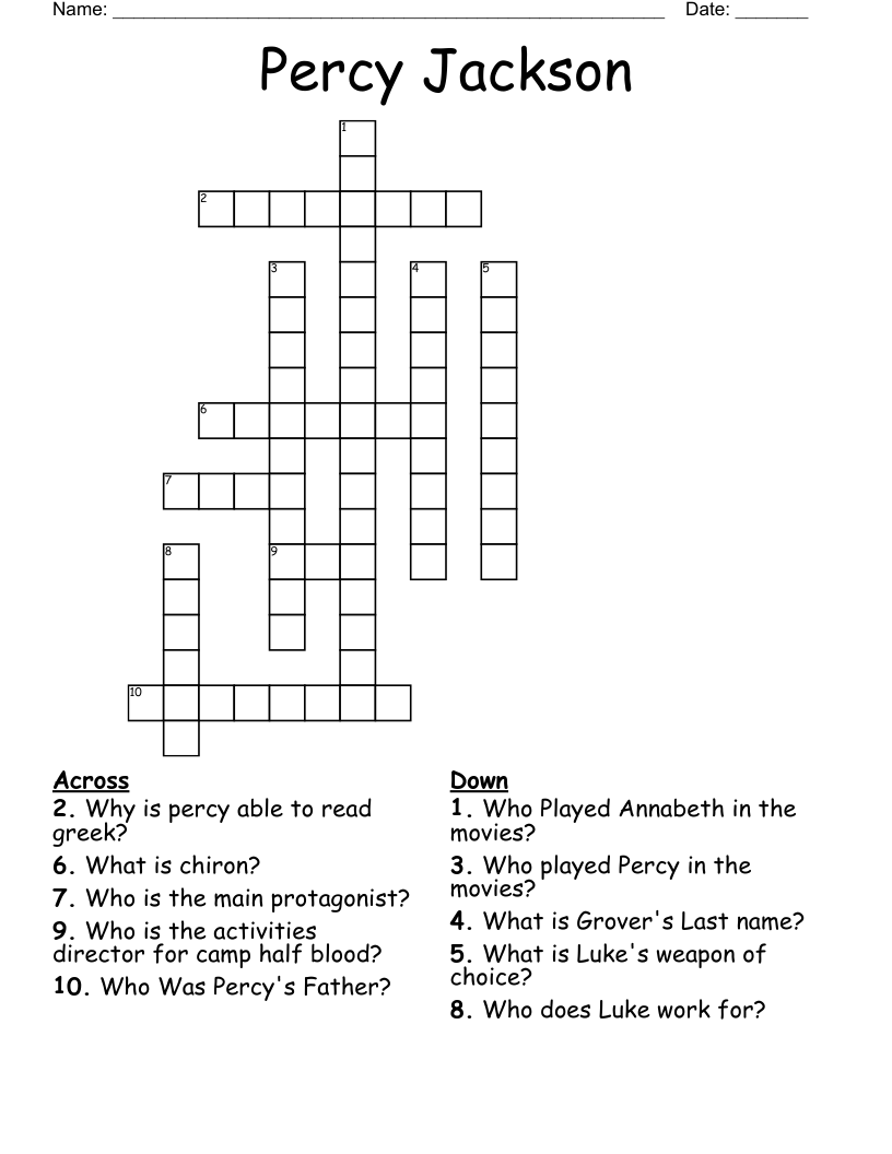 Percy Jackson Crossword