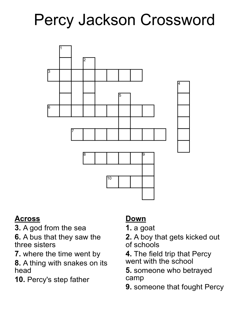 Percy Jackson Crossword