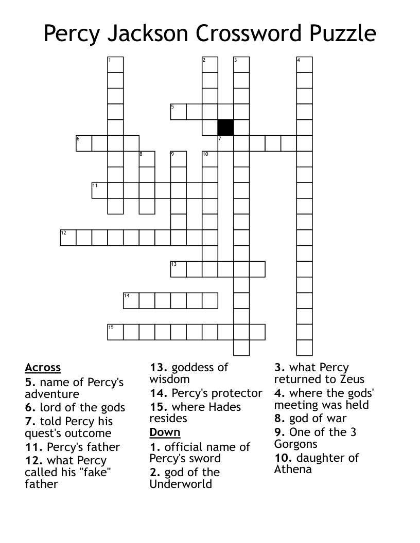 Percy Jackson Crossword Puzzle