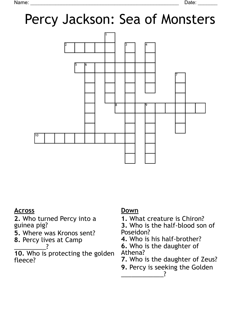 Percy Jackson: Sea of Monsters Crossword