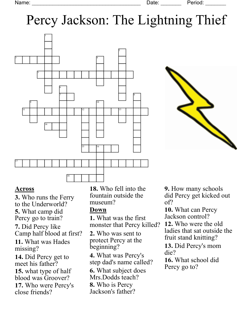 Percy Jackson: The Lightning Thief Crossword