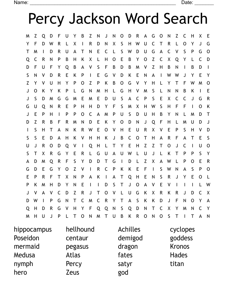 Percy Jackson Word Search