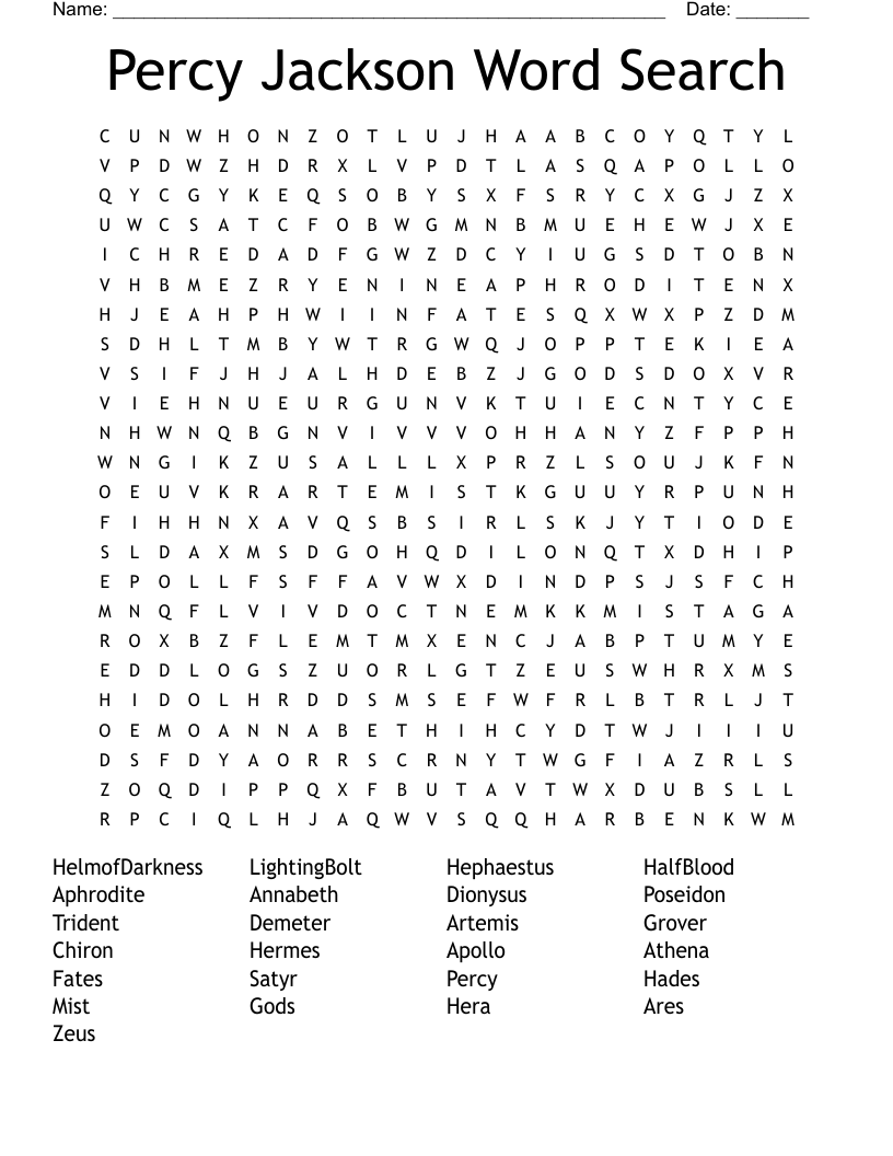 Percy Jackson Word Search