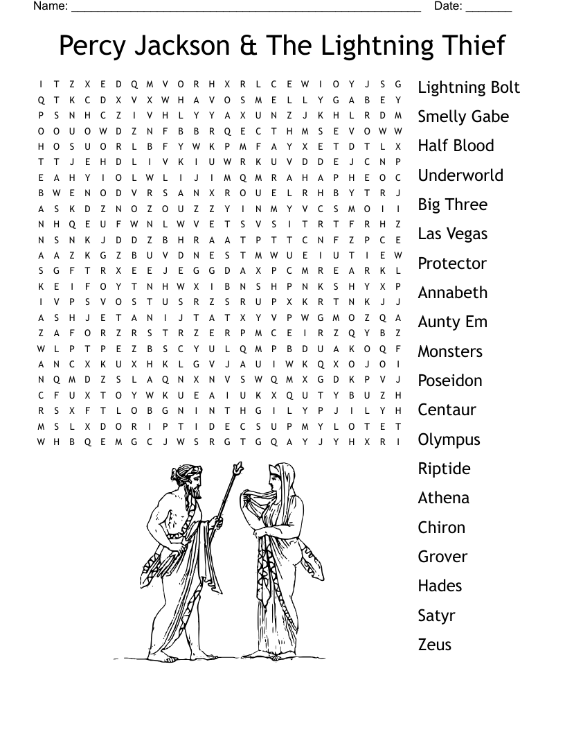 Percy Jackson & The Lightning Thief Word Search