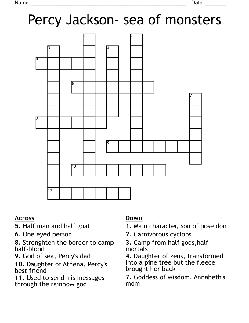 Percy Jackson- sea of monsters  Crossword