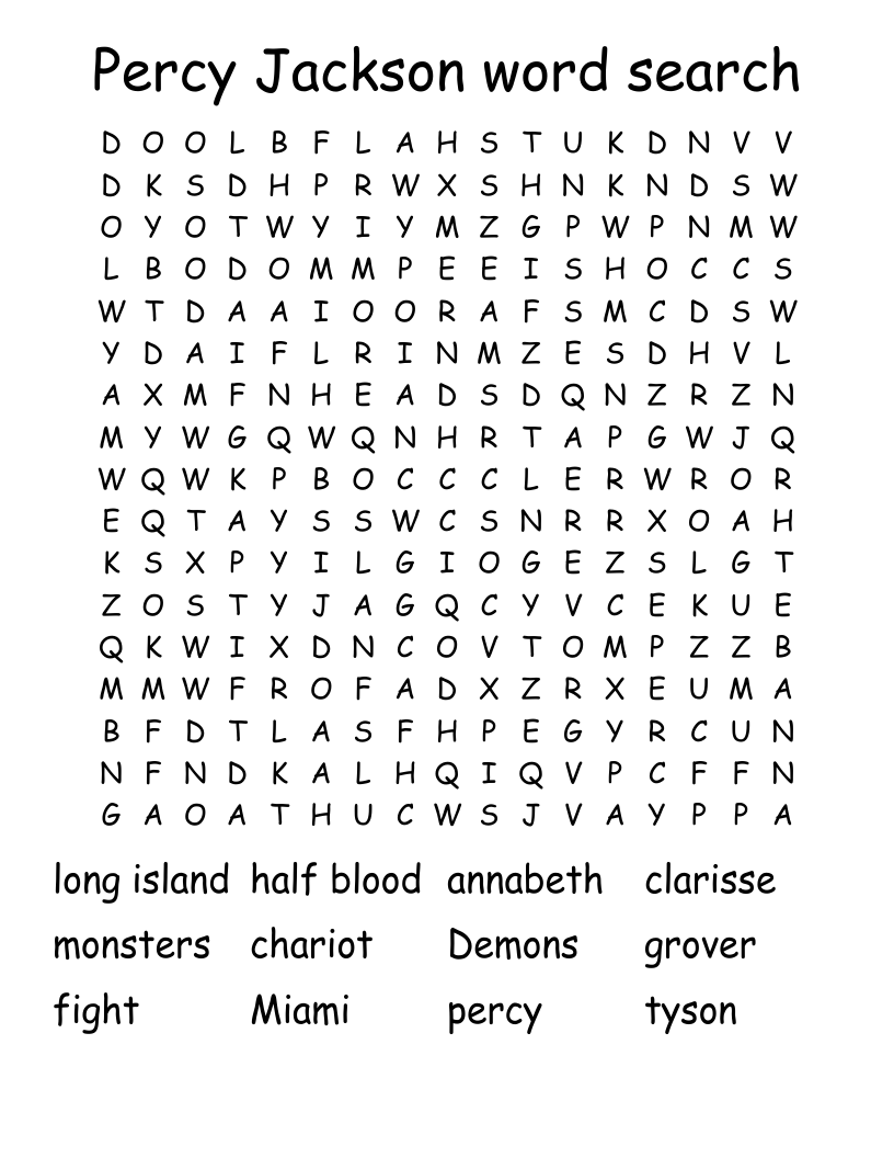 Percy Jackson word search