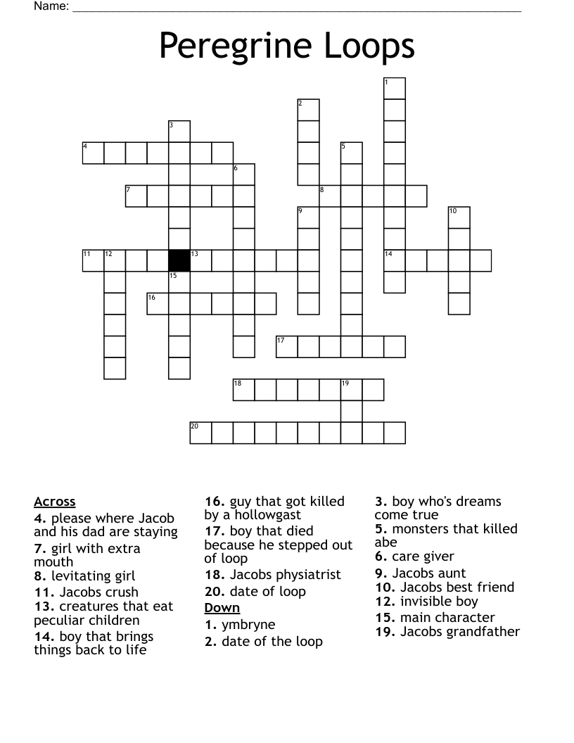 Peregrine Loops Crossword