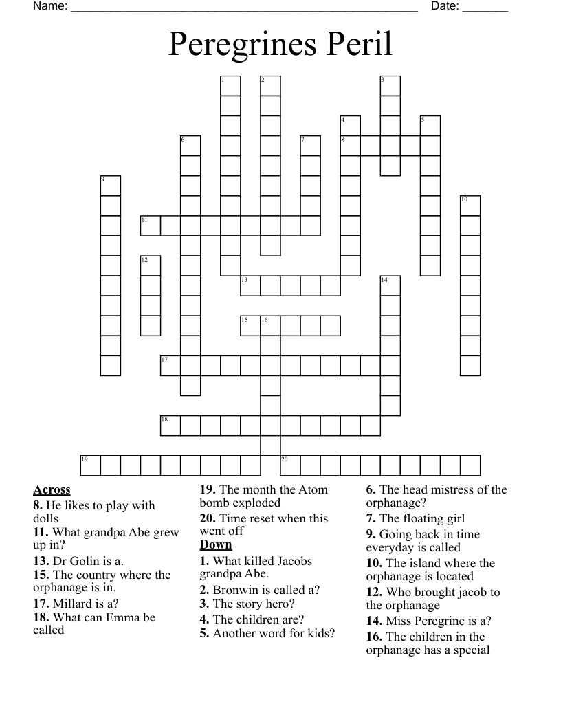 Peregrines Peril Crossword