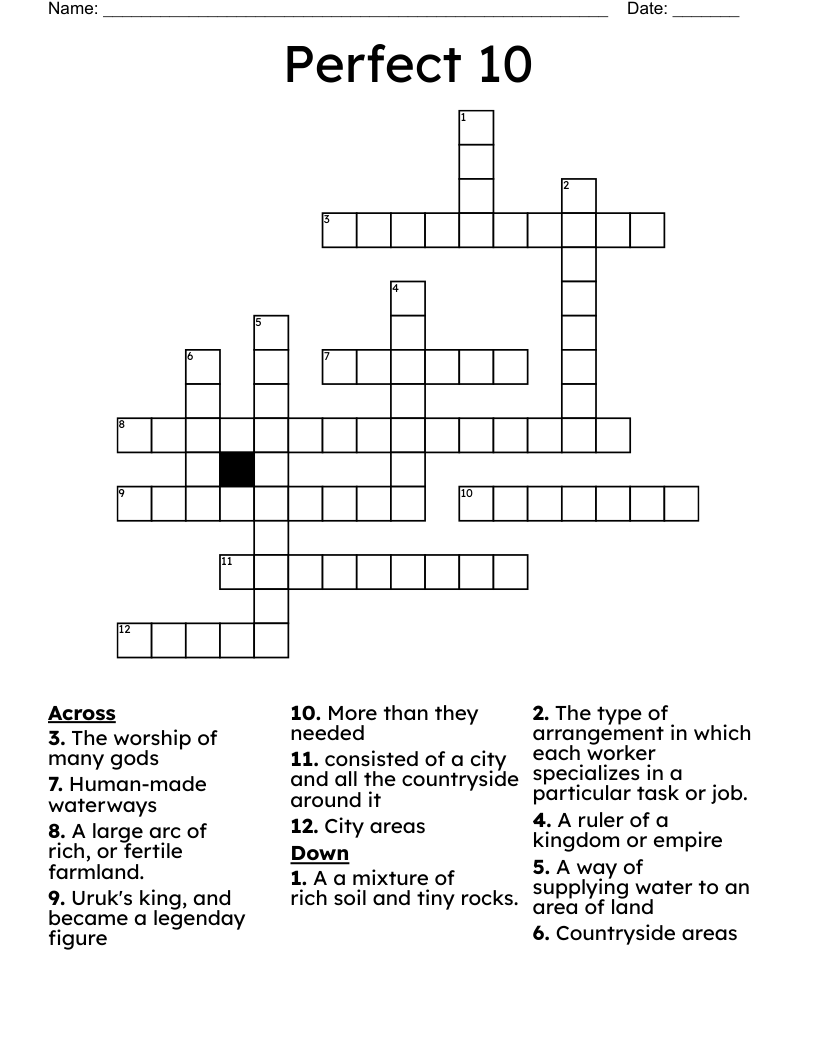 Perfect 10 Crossword