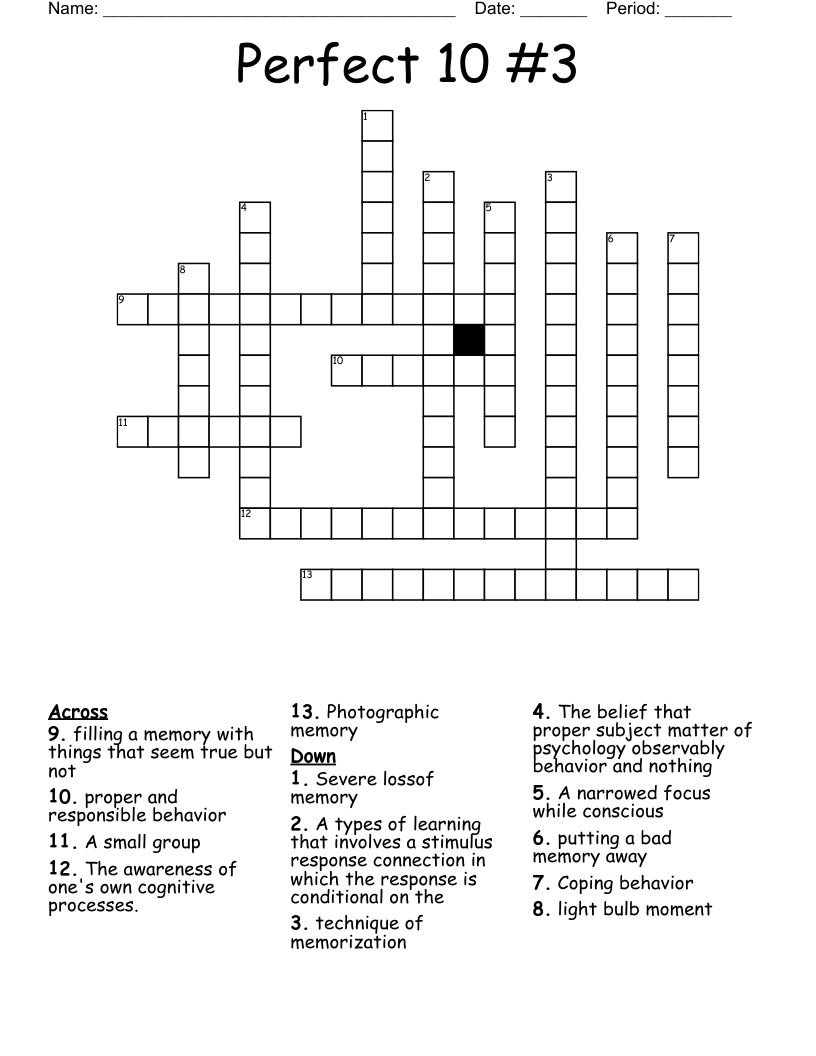 Perfect 10 #3 Crossword
