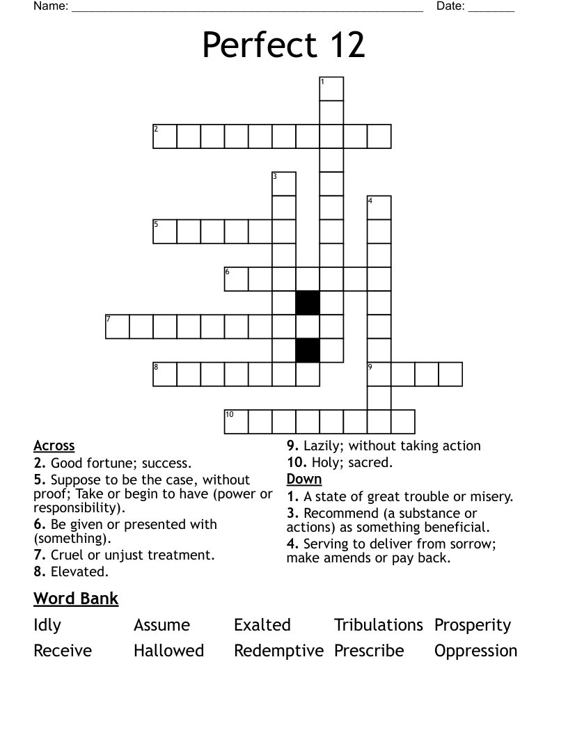 Perfect 12 Crossword