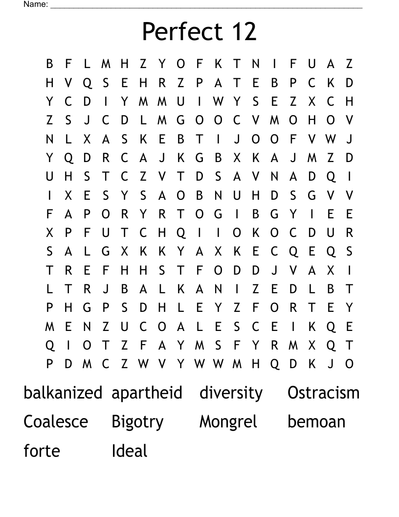 Perfect 12 Word Search