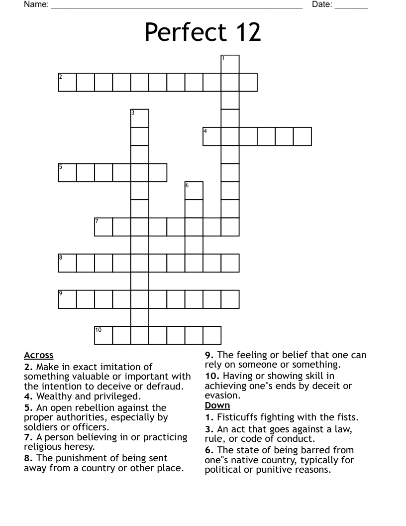 Perfect 12 Crossword