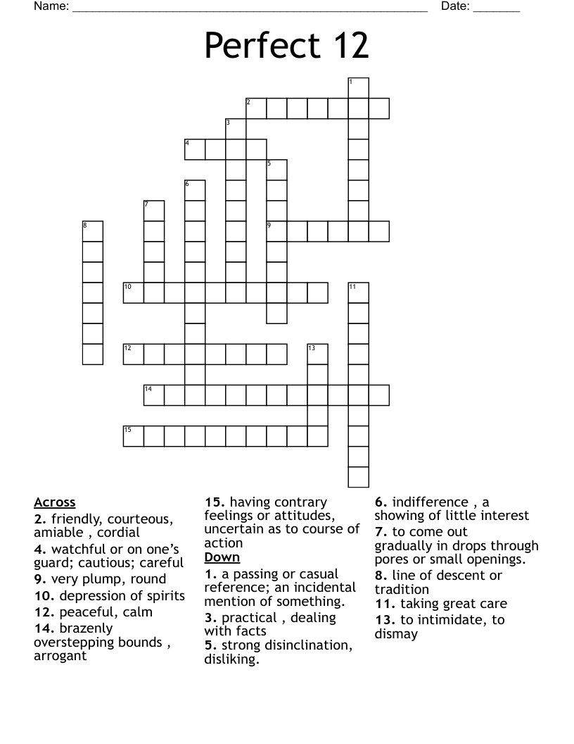 Perfect 12 Crossword