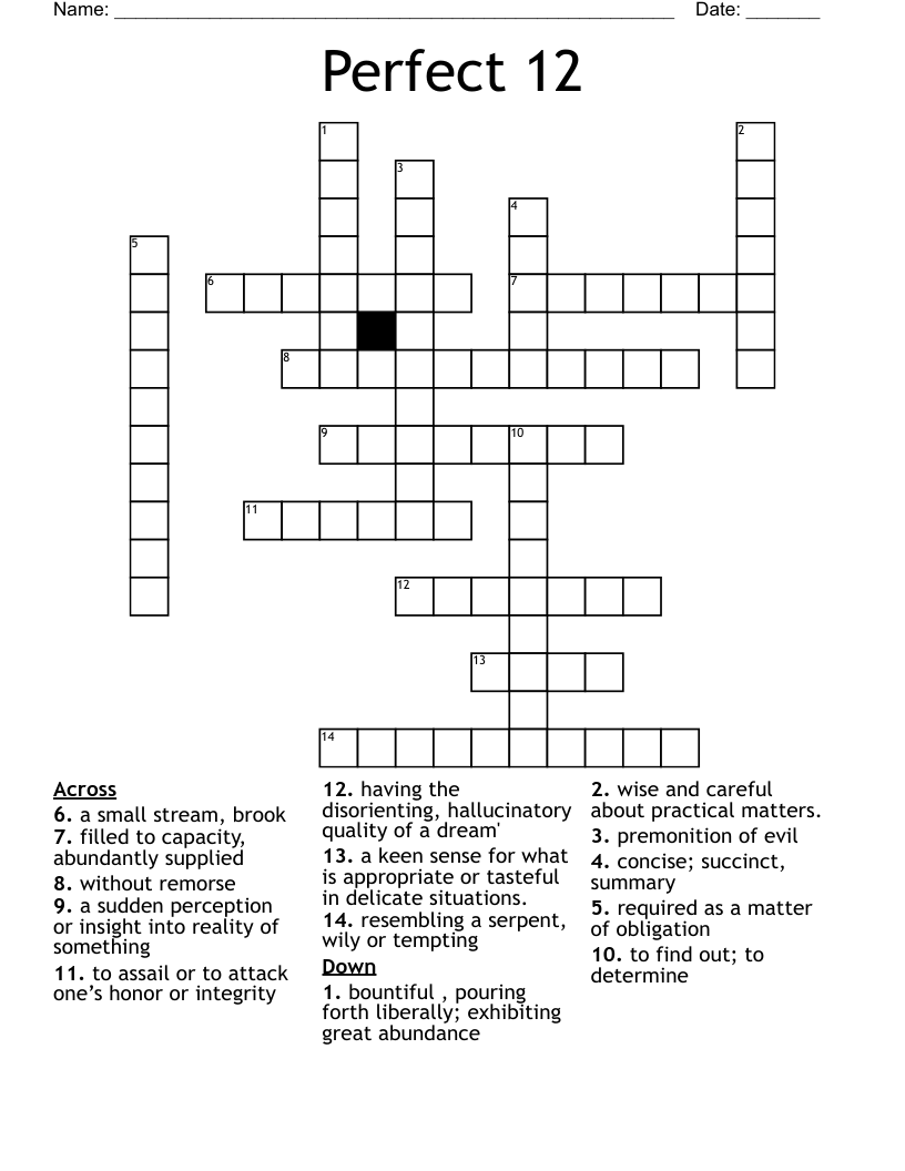 Perfect 12 Crossword