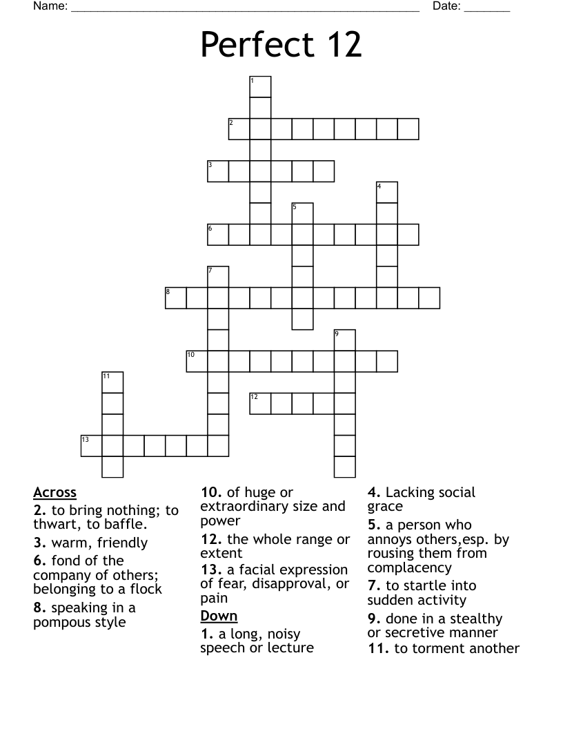 Perfect 12  Crossword