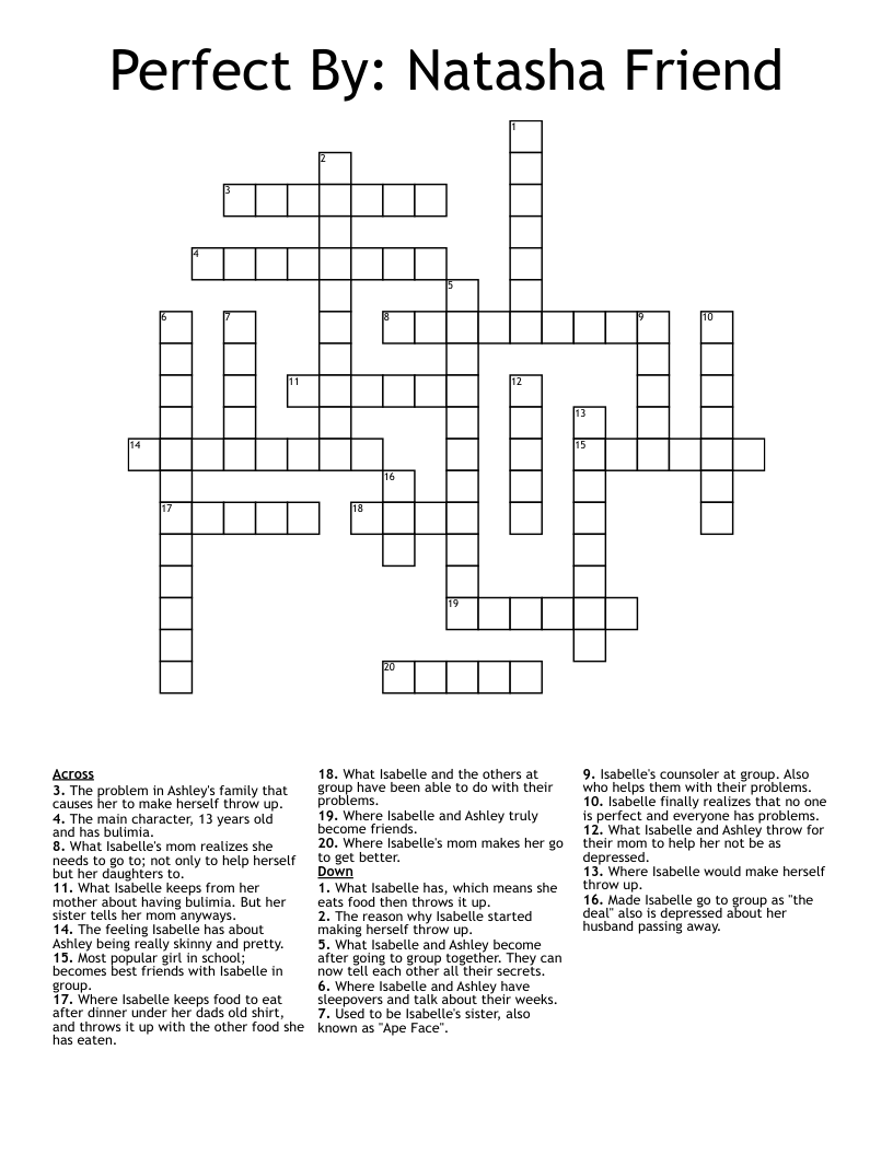 Perfect By: Natasha Friend Crossword