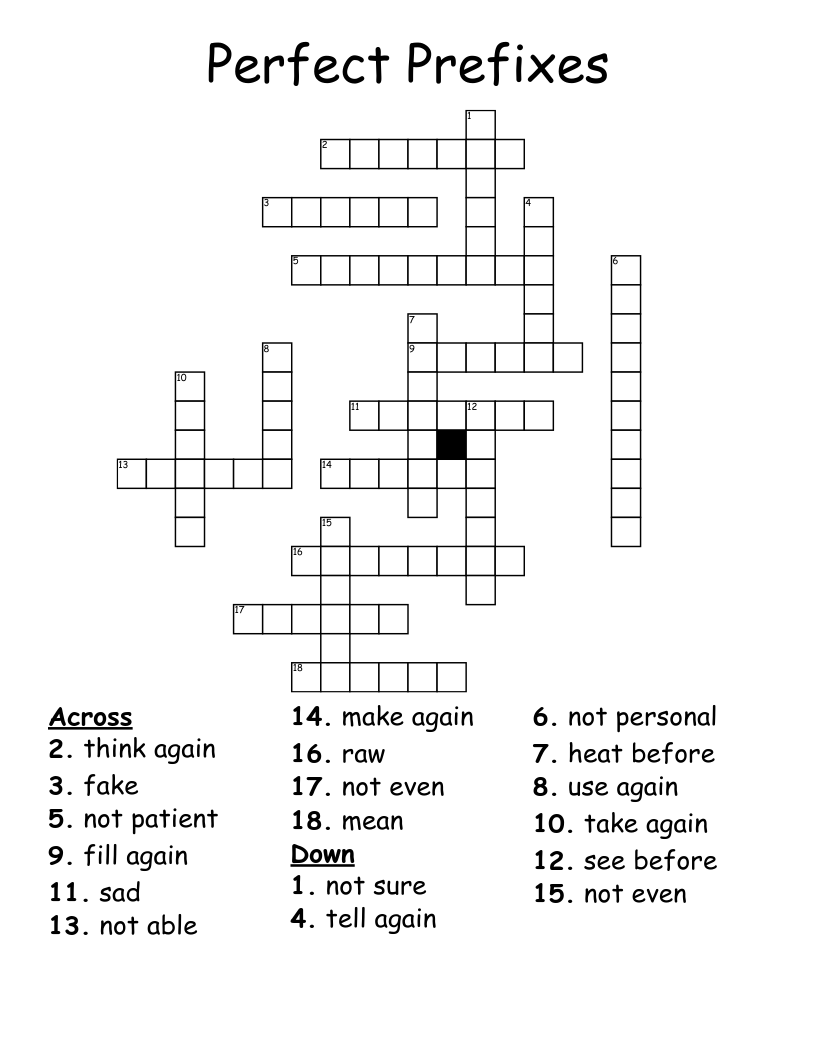 Perfect Prefixes Crossword