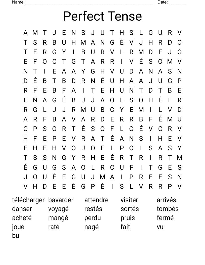 Perfect Tense Word Search