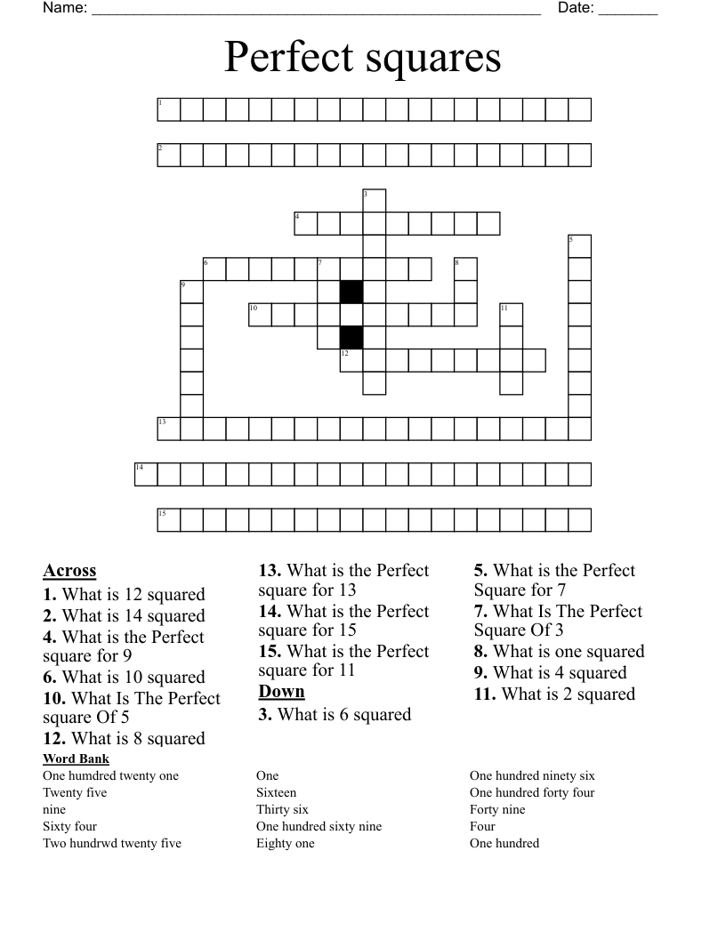 Perfect squares Crossword