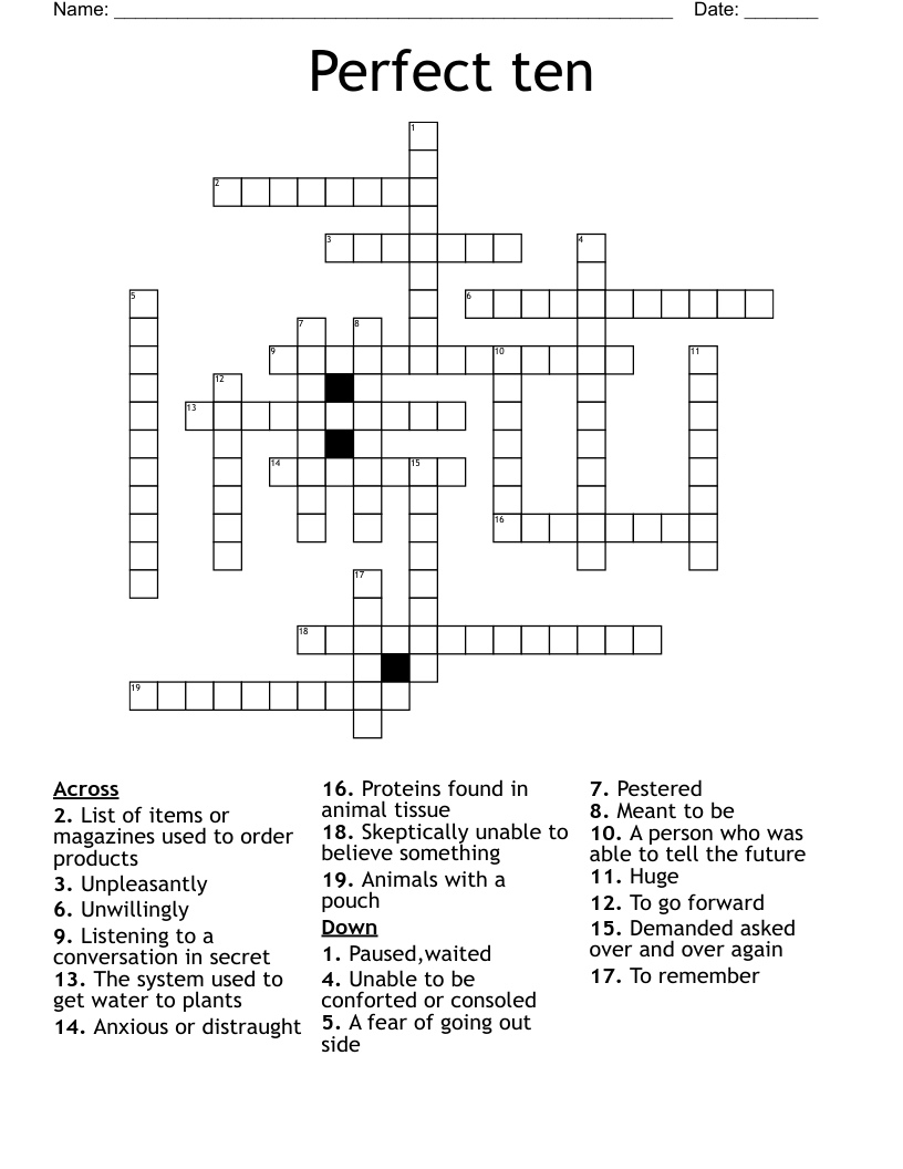 Perfect ten Crossword