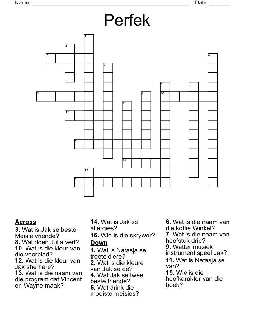 Perfek  Crossword